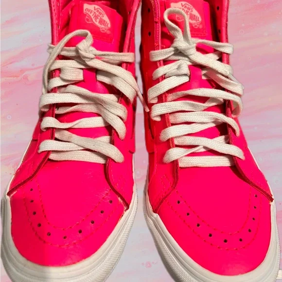 Vans Women's Neon Pink High-Top Sneakers Size 8.5 - Picture 2 of 9